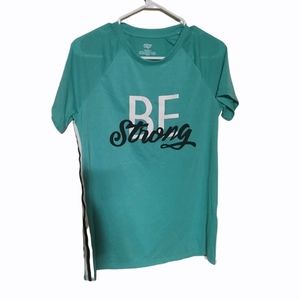 ZONE Pro Green Stripe Be Strong Graphic Print Shirt T-shirt Size sm  Gym Workout